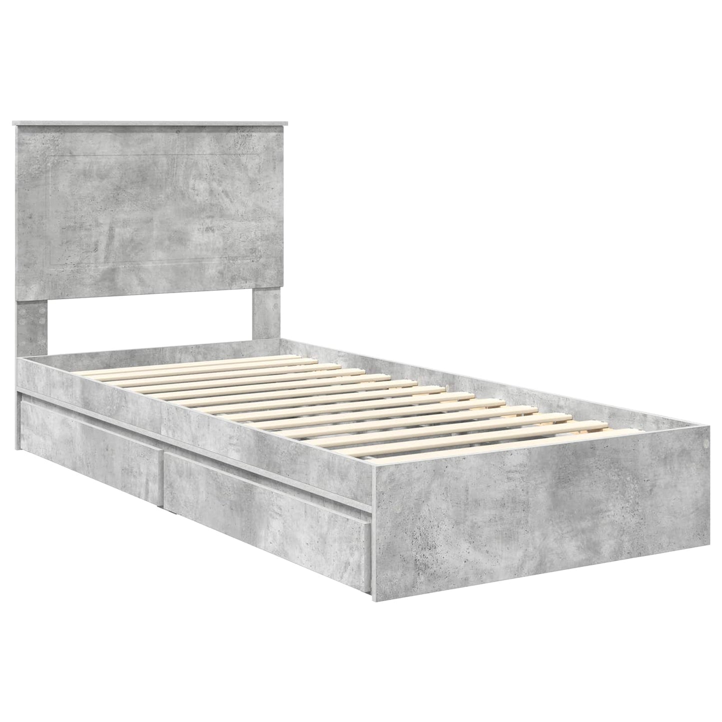 vidaXL Κρεβάτι Αποθήκης Σκυρόδεμα Γκρι 75 x 190 cm Επεξεργασμένο ξύλο