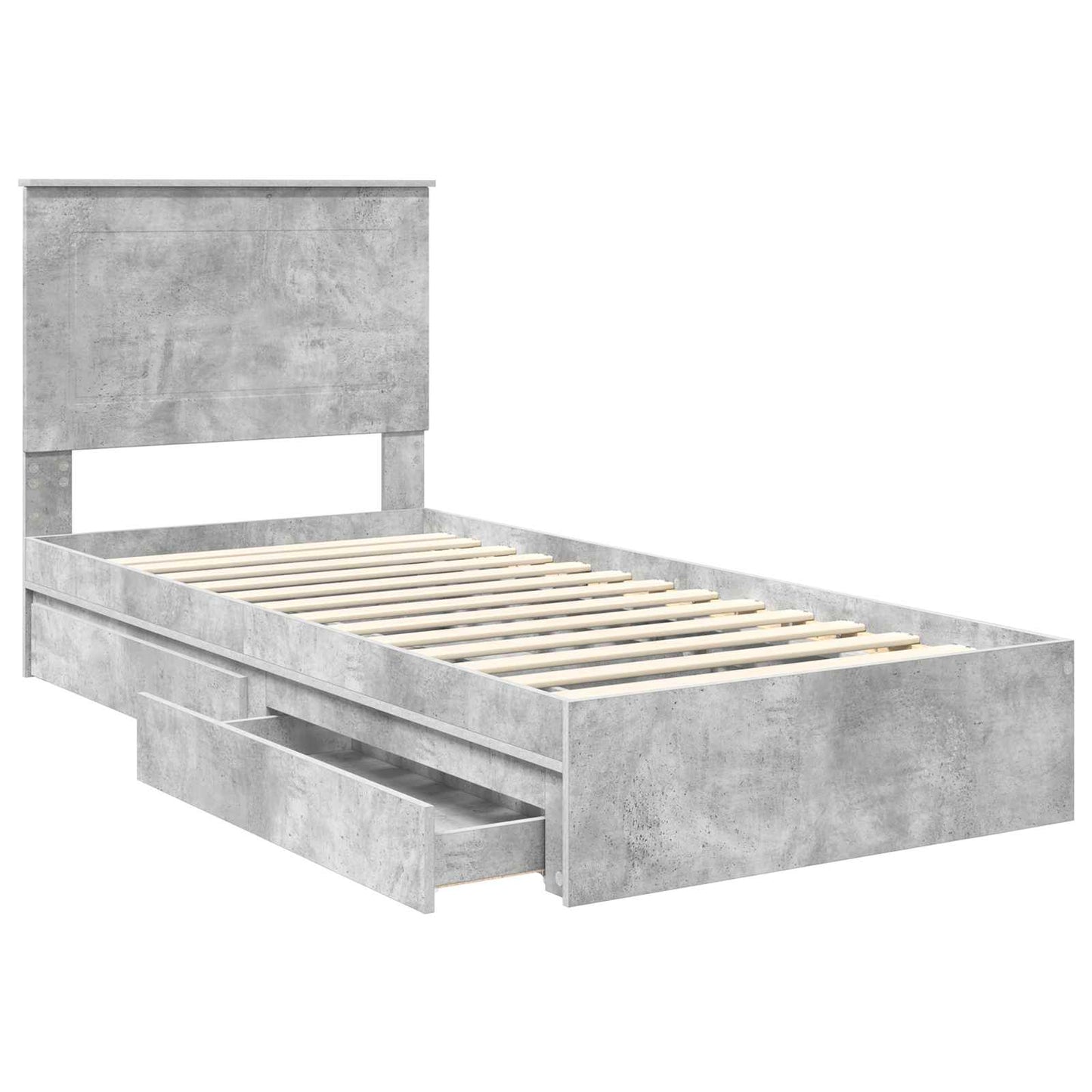 vidaXL Κρεβάτι Αποθήκης Σκυρόδεμα Γκρι 75 x 190 cm Επεξεργασμένο ξύλο