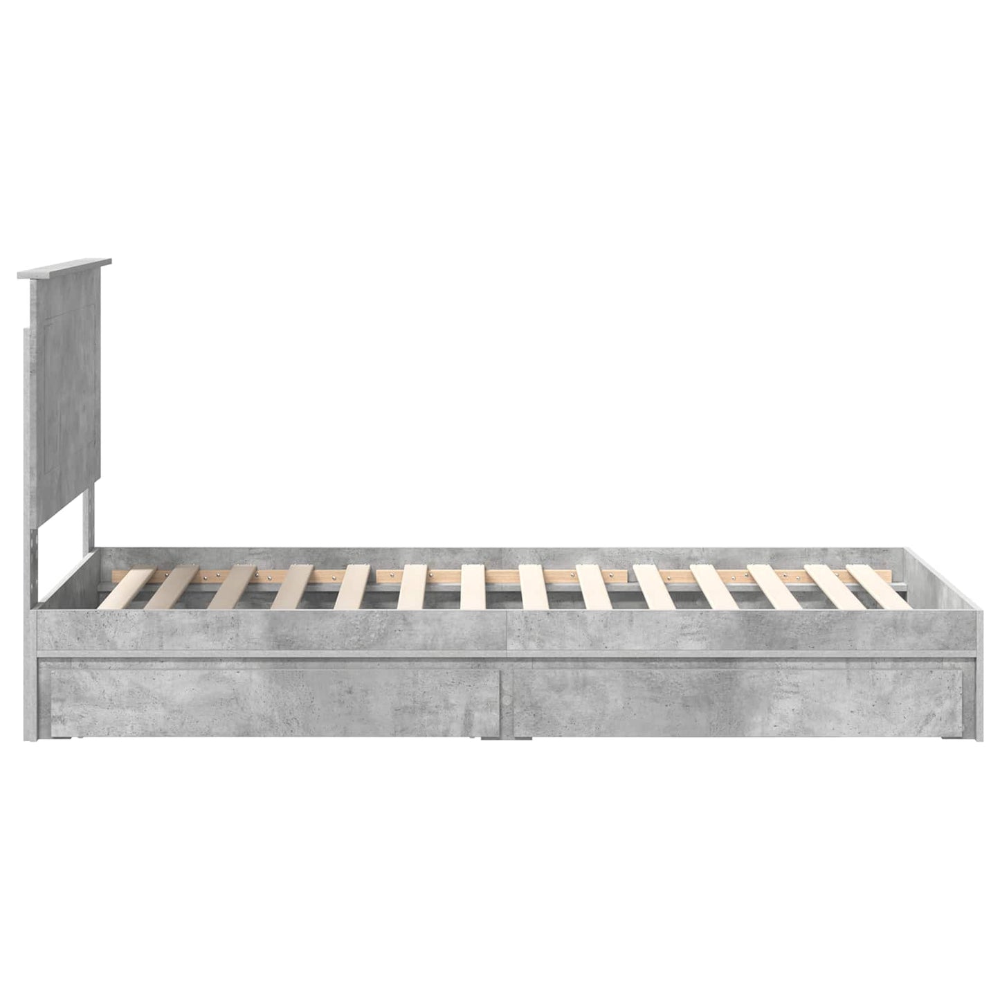 vidaXL Κρεβάτι Αποθήκης Σκυρόδεμα Γκρι 75 x 190 cm Επεξεργασμένο ξύλο
