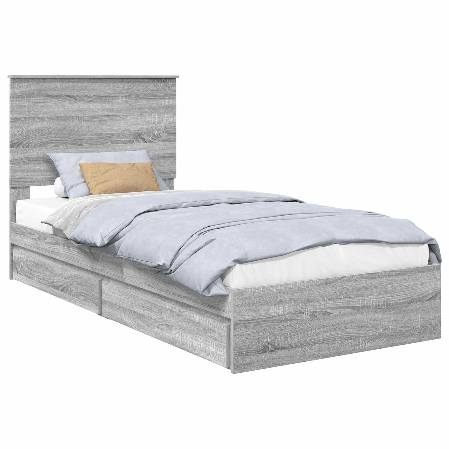 vidaXL Κρεβάτι Αποθήκης Γκρίζο Σονομα 75 x 190 cm Επεξεργασμένο ξύλο