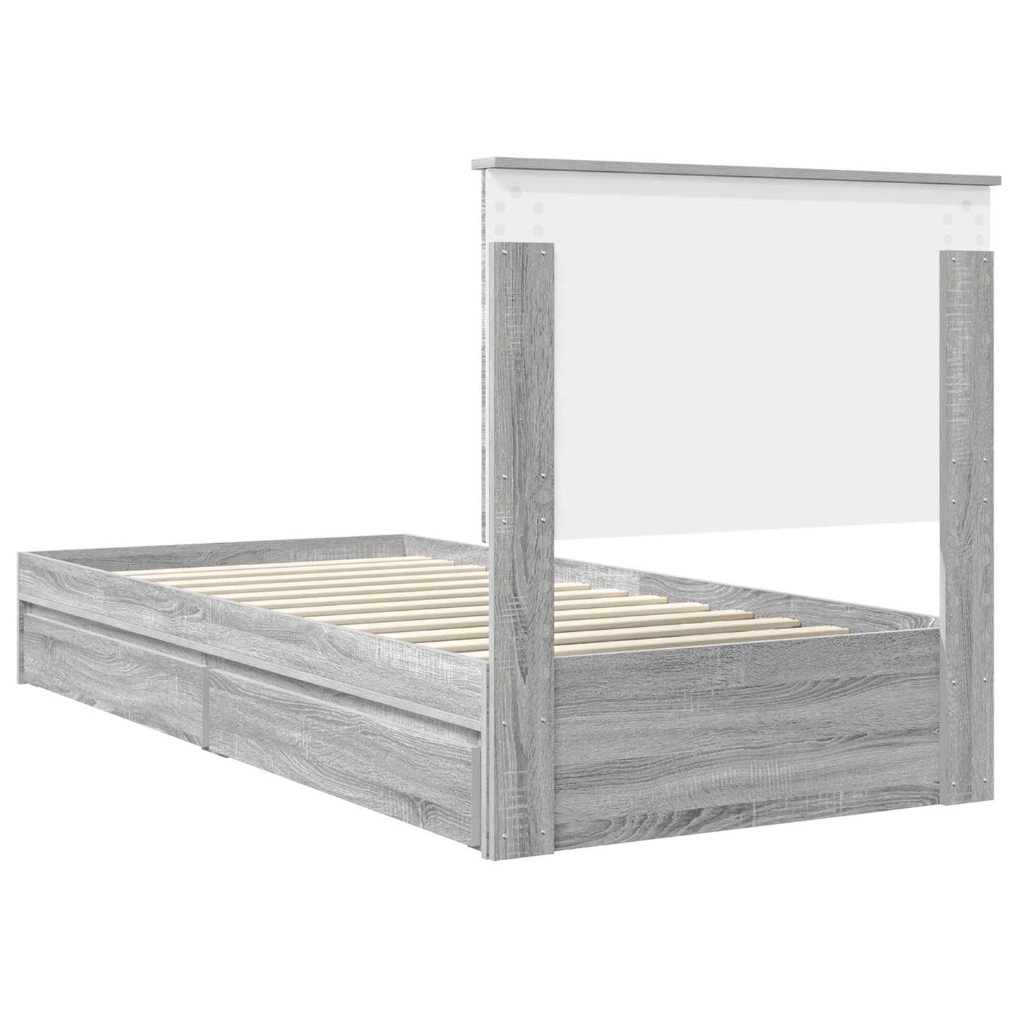 vidaXL Κρεβάτι Αποθήκης Γκρίζο Σονομα 75 x 190 cm Επεξεργασμένο ξύλο
