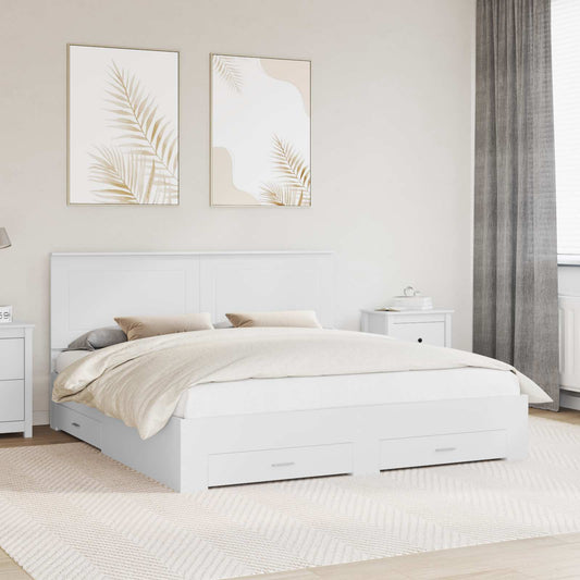 vidaXL Σκελετός Κρεβατιού Λευκό 180 x 200 cm Επεξεργασμένο ξύλο