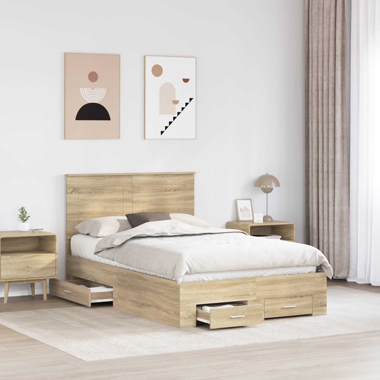 vidaXL Σκελετός Κρεβατιού Δρύς Sonoma 120 x 200 cm Επεξεργασμένο ξύλο