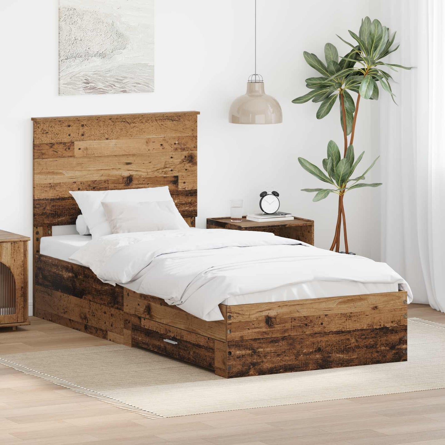 vidaXL Σκελετός Κρεβατιού Παλιό ξύλο 100 x 200 cm Επεξεργασμένο ξύλο