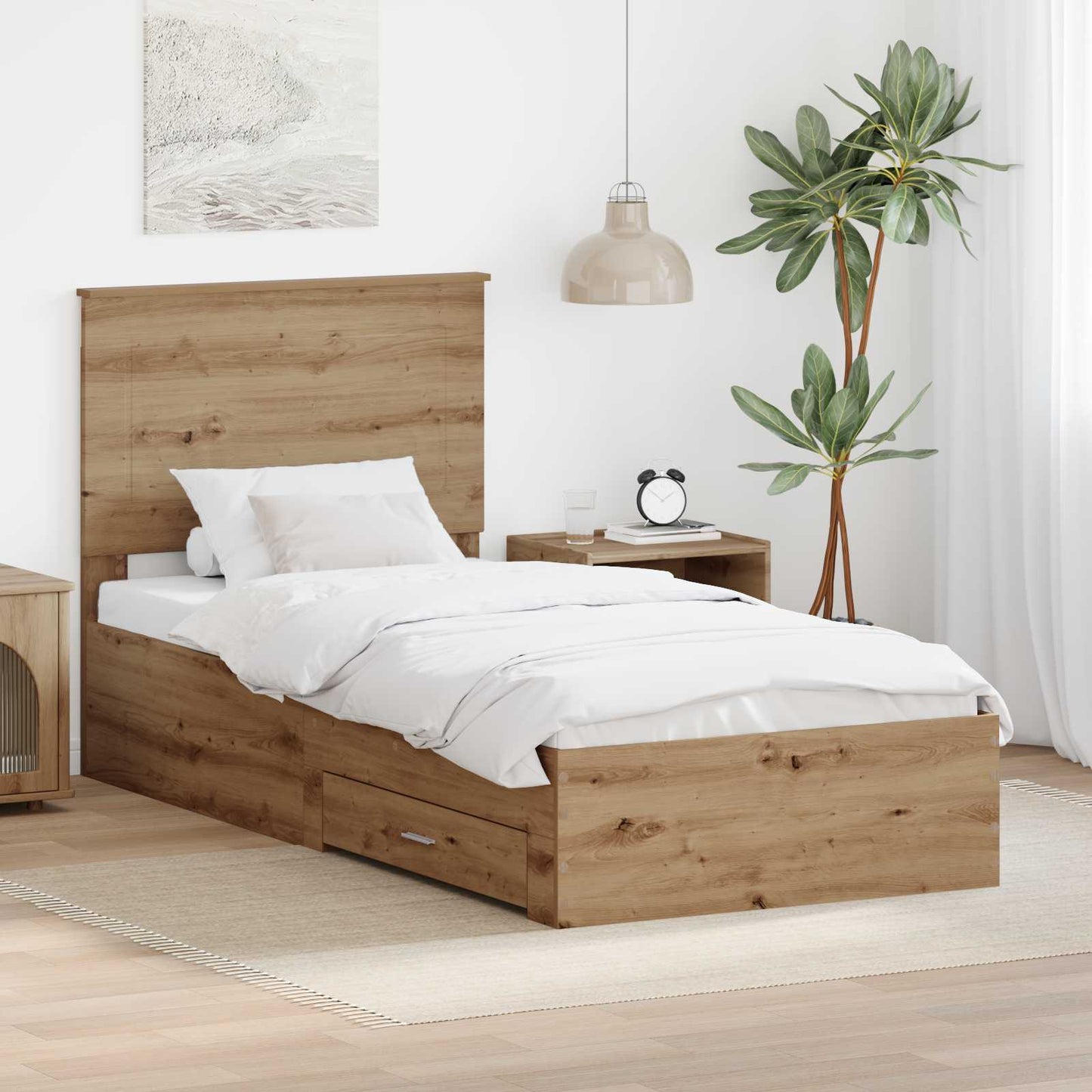 vidaXL Σκελετός Κρεβατιού Artisan Oak 100 x 200 cm Επεξεργασμένο ξύλο