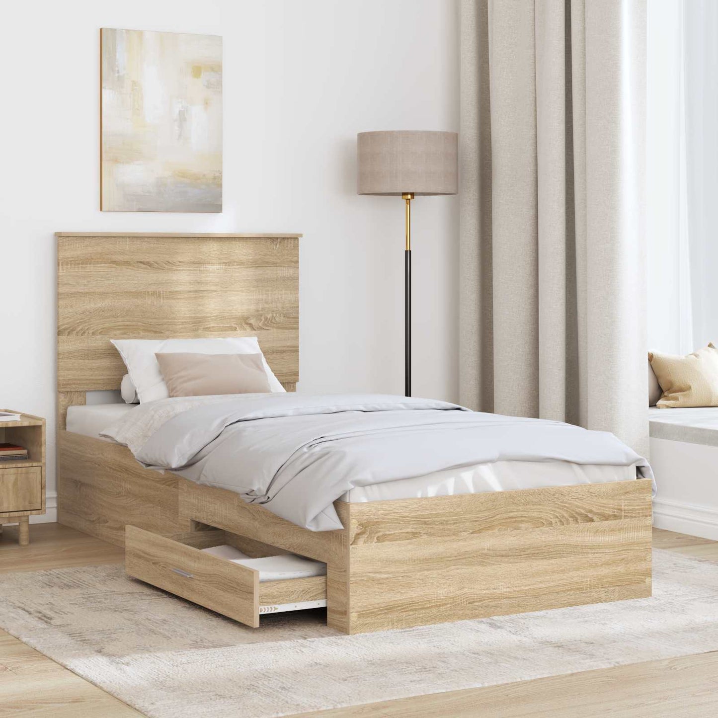 vidaXL Σκελετός Κρεβατιού Δρύς Sonoma 90 x 200 cm Επεξεργασμένο ξύλο