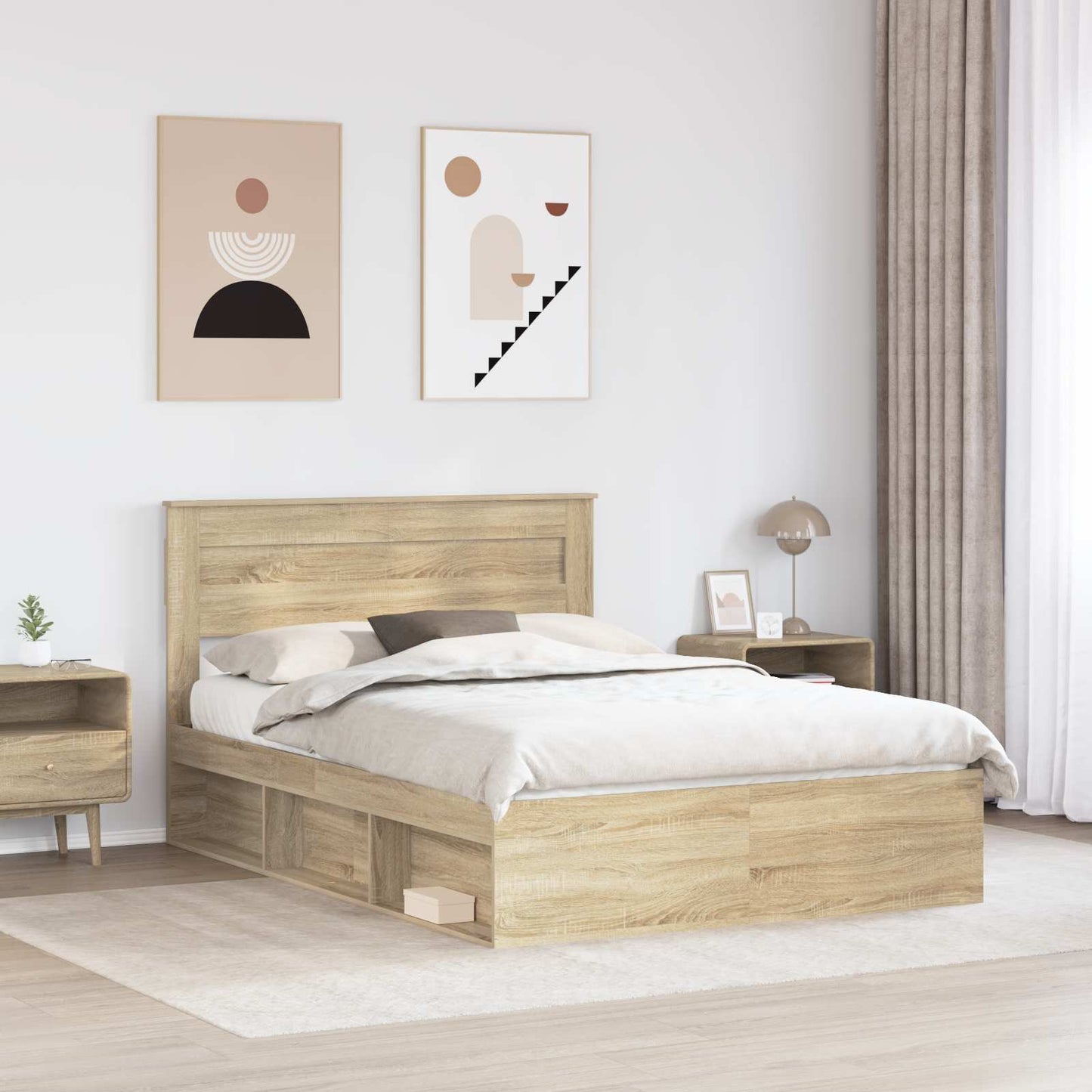 vidaXL Σκελετός Κρεβατιού με κεφαλάρι Δρύς Sonoma 150 x 200 cm