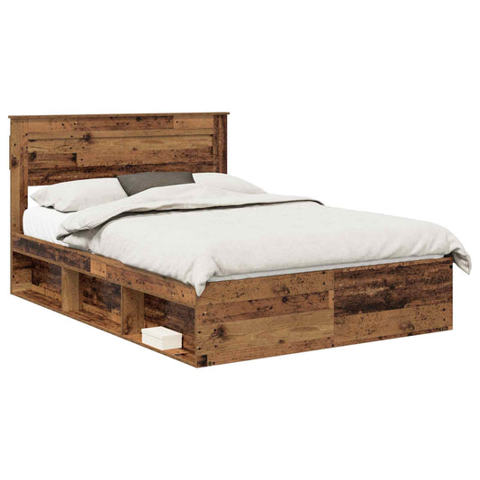 vidaXL Σκελετός Κρεβατιού Παλιό ξύλο 140 x 190 cm Στερεά ξυλεία πεύκου