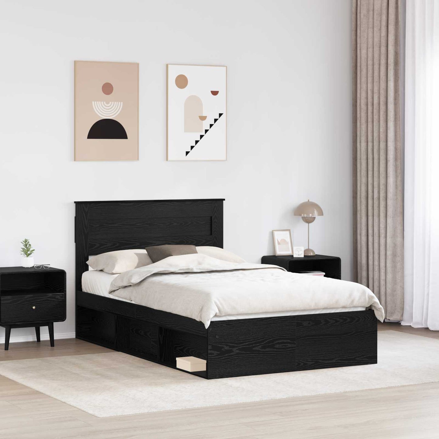 vidaXL Σκελετός Κρεβατιού Μαύρο 120 x 190 cm Στερεά ξυλεία πεύκου