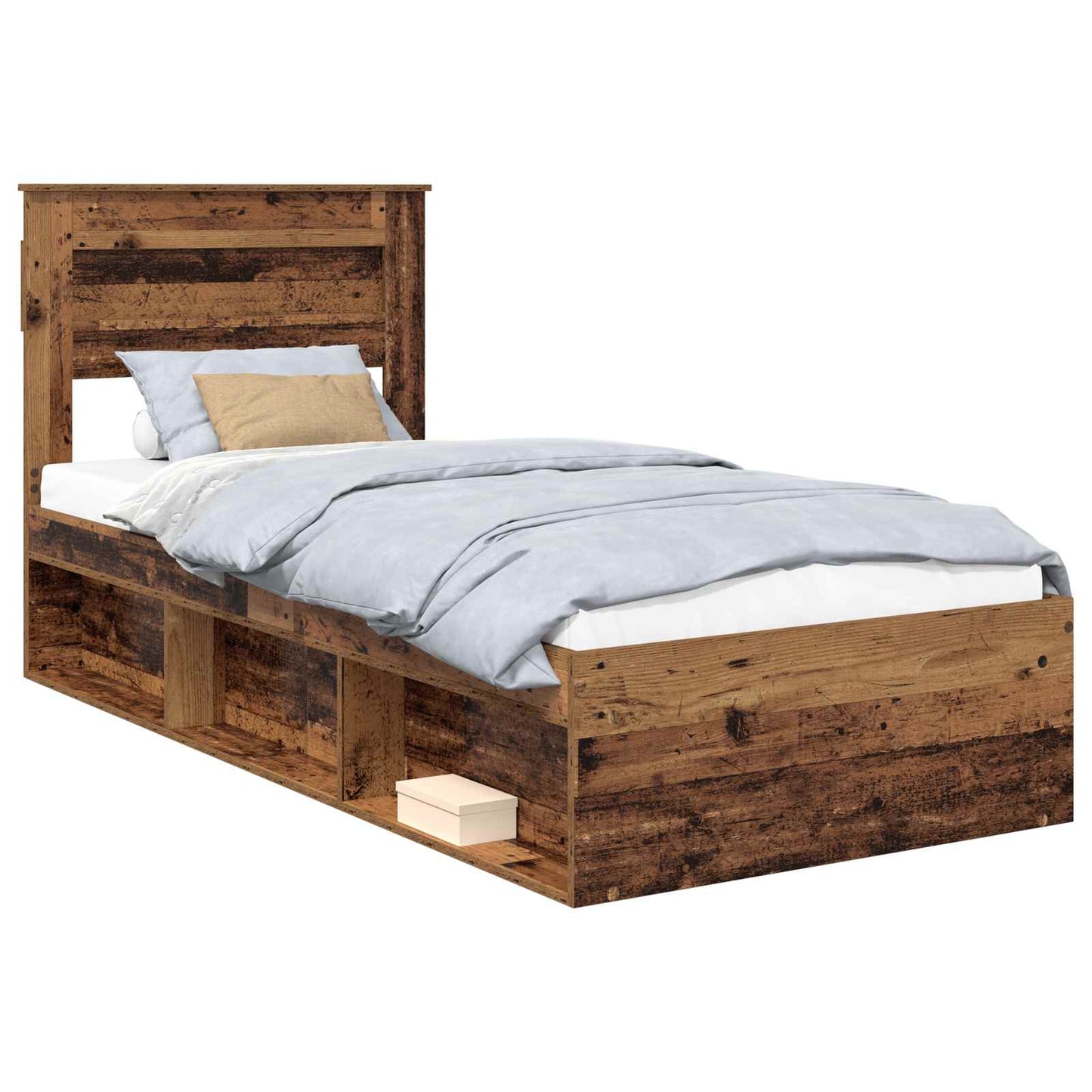 vidaXL Σκελετός Κρεβατιού Παλιό ξύλο 90 x 190 cm Στερεά ξυλεία πεύκου
