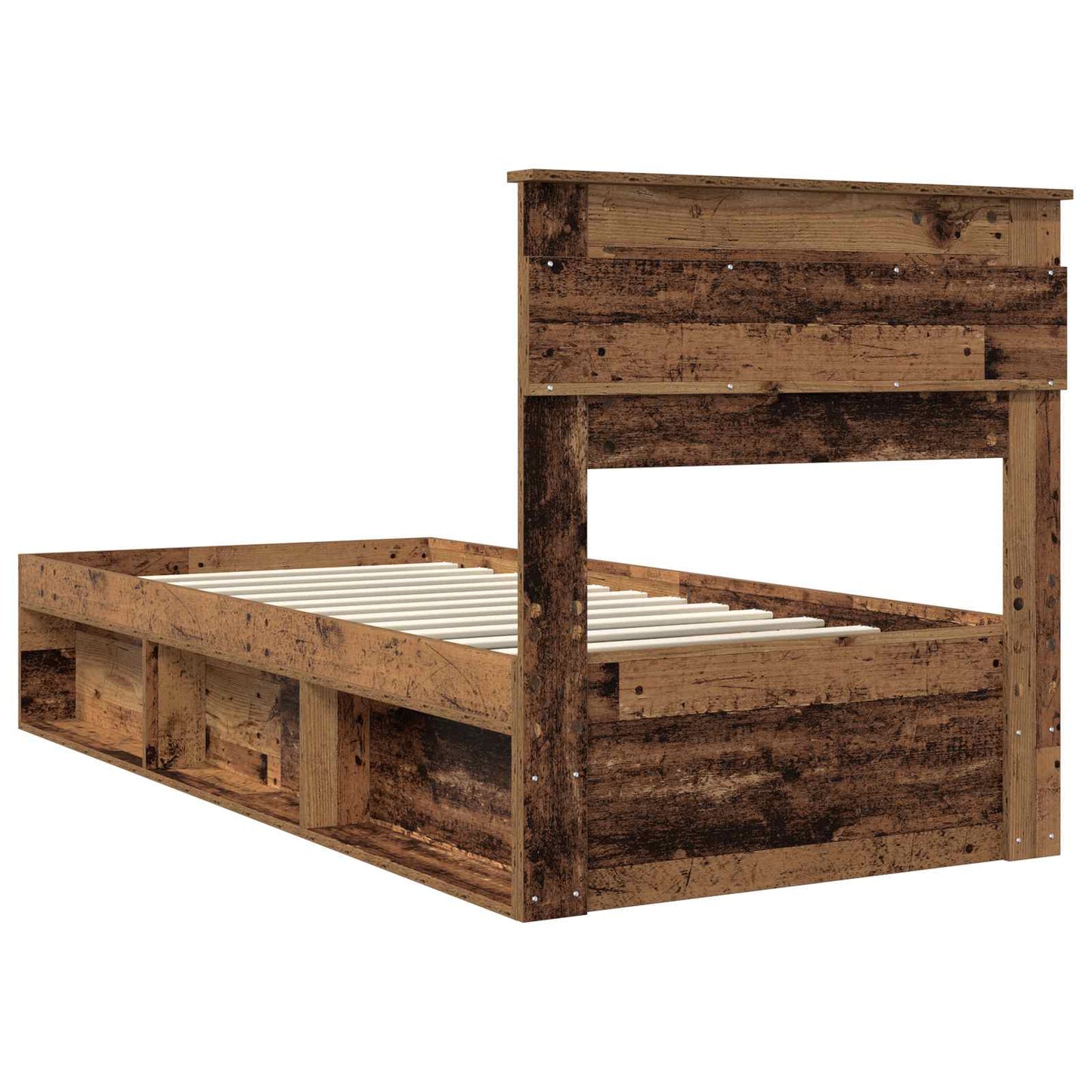 vidaXL Σκελετός Κρεβατιού Παλιό ξύλο 90 x 190 cm Στερεά ξυλεία πεύκου