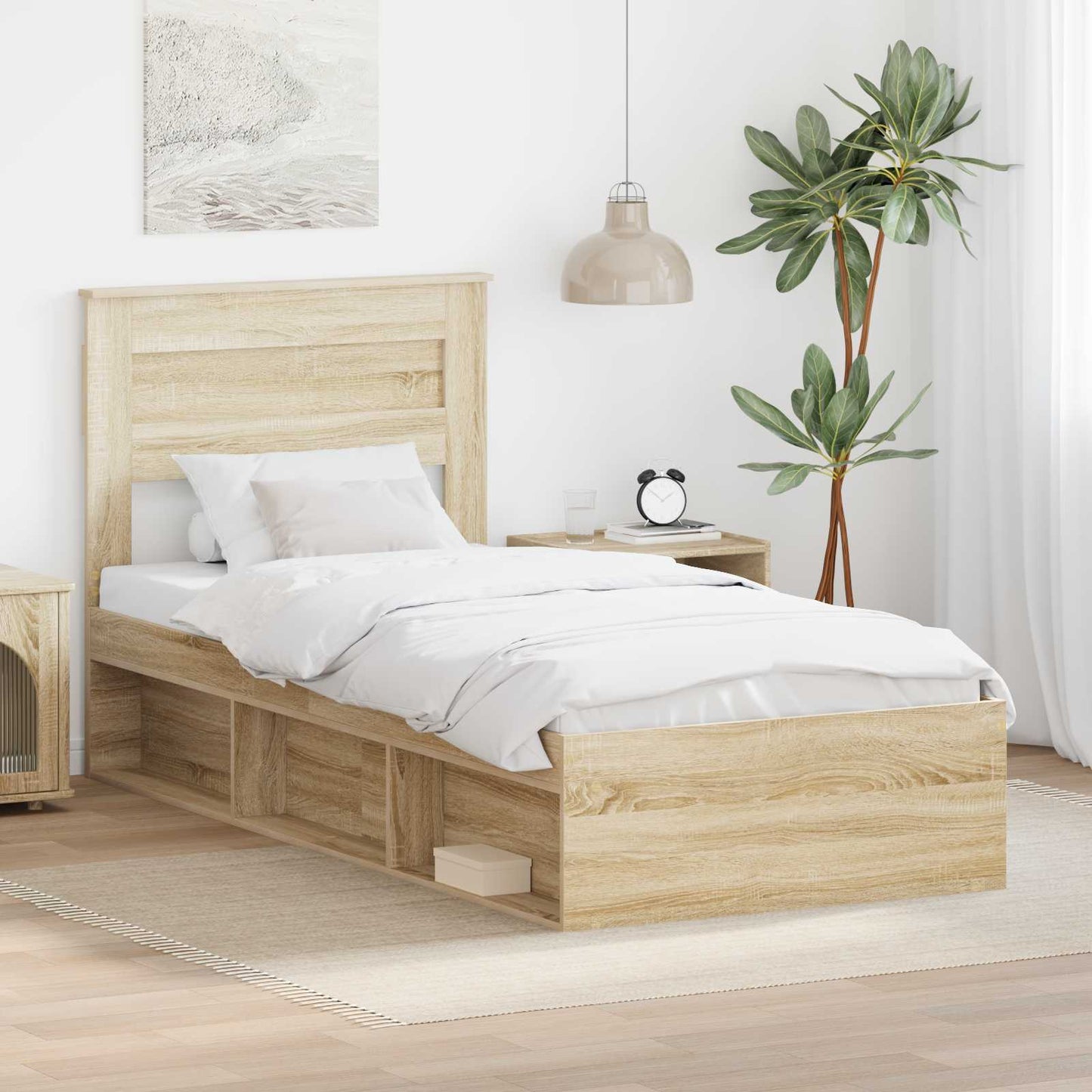 vidaXL Σκελετός Κρεβατιού Δρύς Sonoma 75 x 190 cm Στερεά ξυλεία πεύκου
