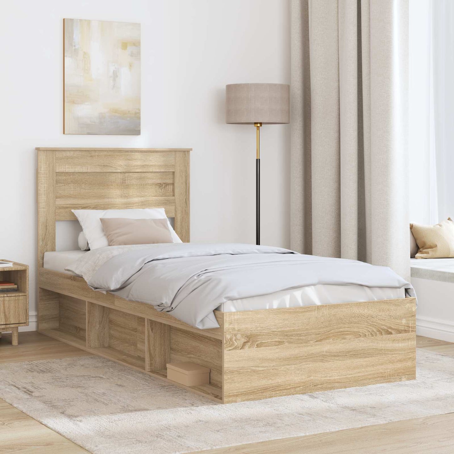 vidaXL Σκελετός Κρεβατιού Δρύς Sonoma 75 x 190 cm Στερεά ξυλεία πεύκου