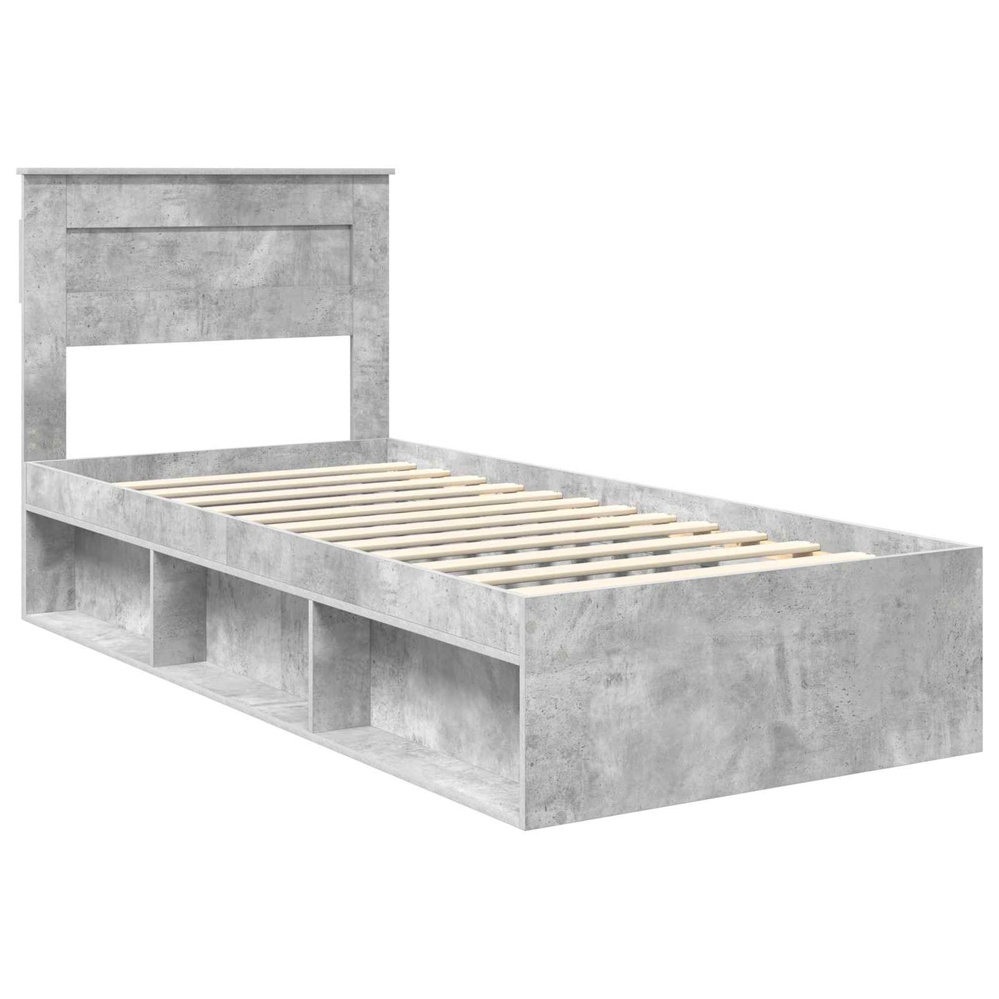 vidaXL Σκελετός Κρεβατιού Γκρι Μπετόν 75 x 190 cm Στερεά ξυλεία πεύκου