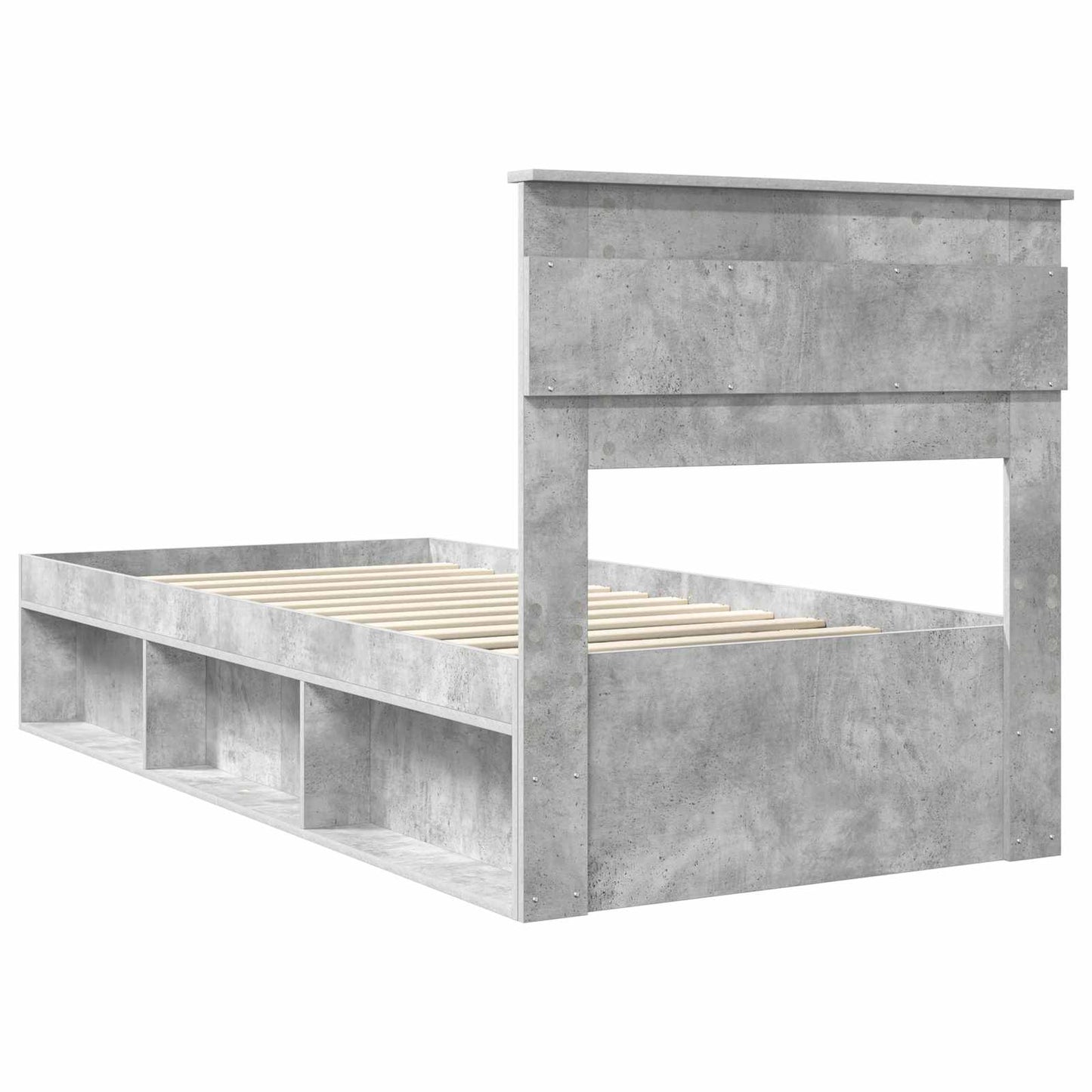 vidaXL Σκελετός Κρεβατιού Γκρι Μπετόν 75 x 190 cm Στερεά ξυλεία πεύκου