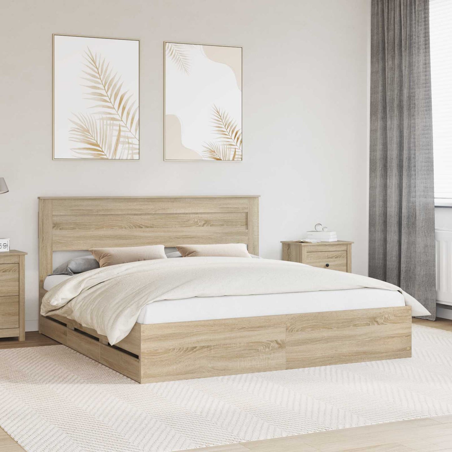 vidaXL Σκελετός Κρεβατιού Δρύς Sonoma 200 x 200 cm Μηχανήματος Ξύλο