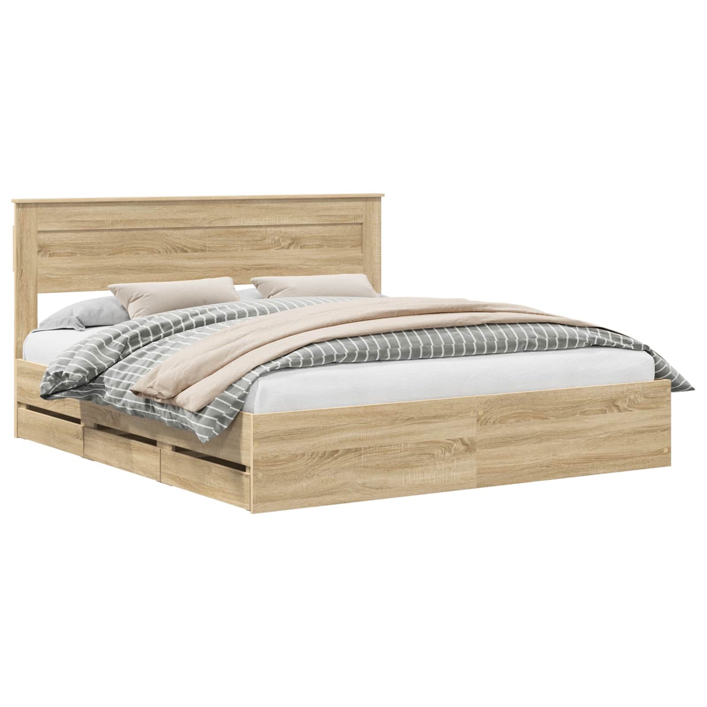 vidaXL Σκελετός Κρεβατιού Δρύς Sonoma 200 x 200 cm Μηχανήματος Ξύλο
