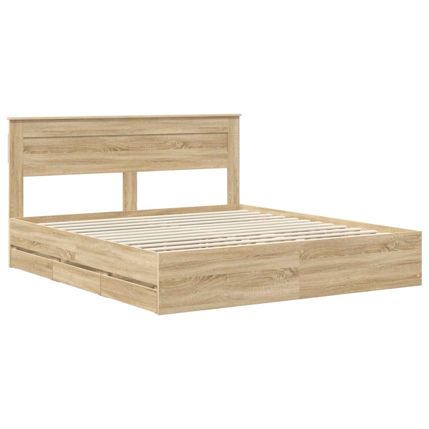 vidaXL Σκελετός Κρεβατιού Δρύς Sonoma 200 x 200 cm Μηχανήματος Ξύλο