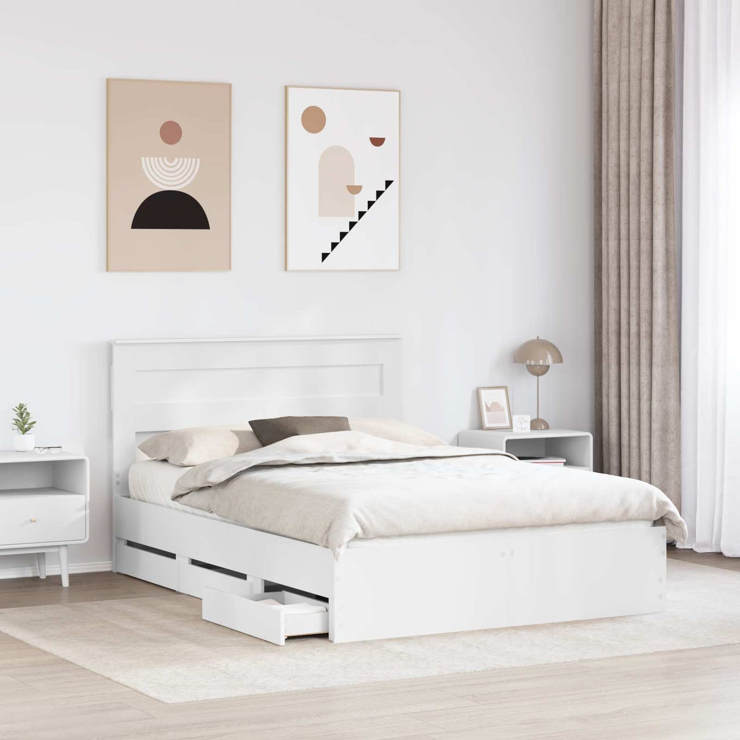 vidaXL Σκελετός Κρεβατιού Λευκό 160 x 200 cm Μηχανήματος Ξύλο