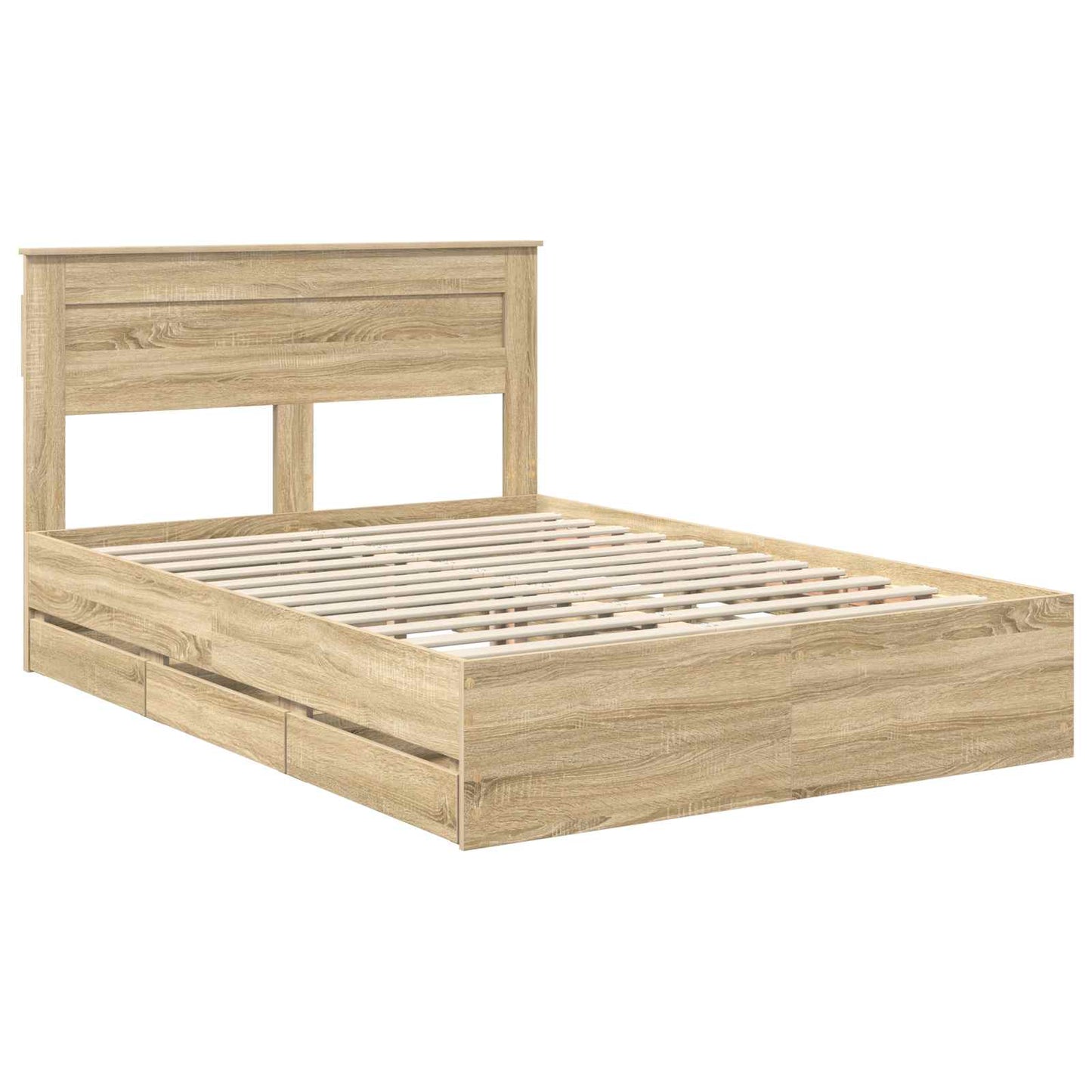 vidaXL Σκελετός Κρεβατιού Δρύς Sonoma 150 x 200 cm Μηχανήματος Ξύλο