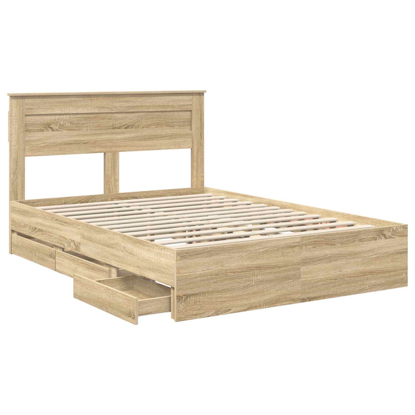 vidaXL Σκελετός Κρεβατιού Δρύς Sonoma 150 x 200 cm Μηχανήματος Ξύλο