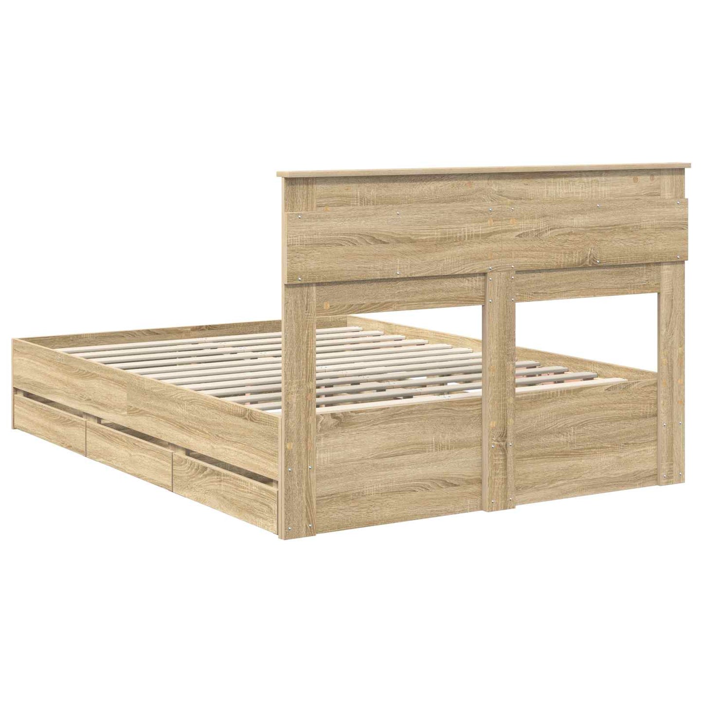 vidaXL Σκελετός Κρεβατιού Δρύς Sonoma 150 x 200 cm Μηχανήματος Ξύλο