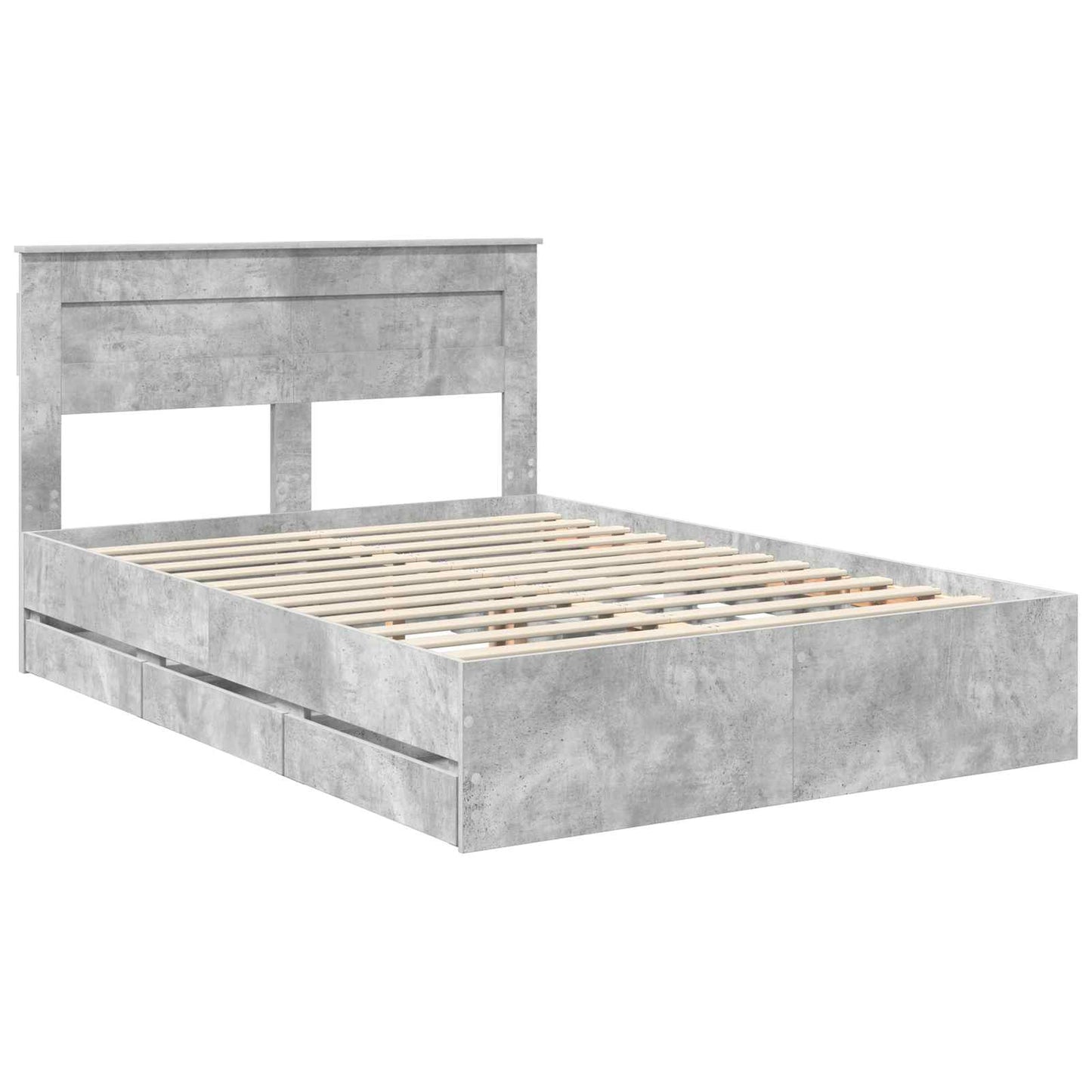 vidaXL Σκελετός Κρεβατιού Σκυρόδεμα Γκρι 150 x 200 cm Μηχανήματος Ξύλο