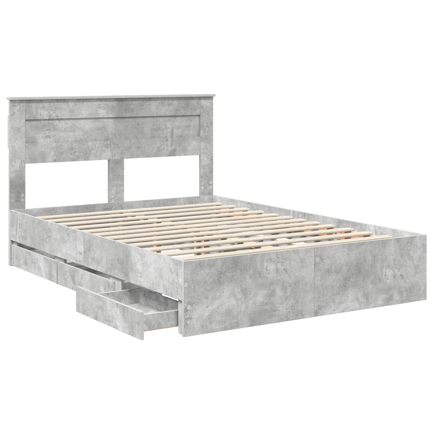 vidaXL Σκελετός Κρεβατιού Σκυρόδεμα Γκρι 150 x 200 cm Μηχανήματος Ξύλο