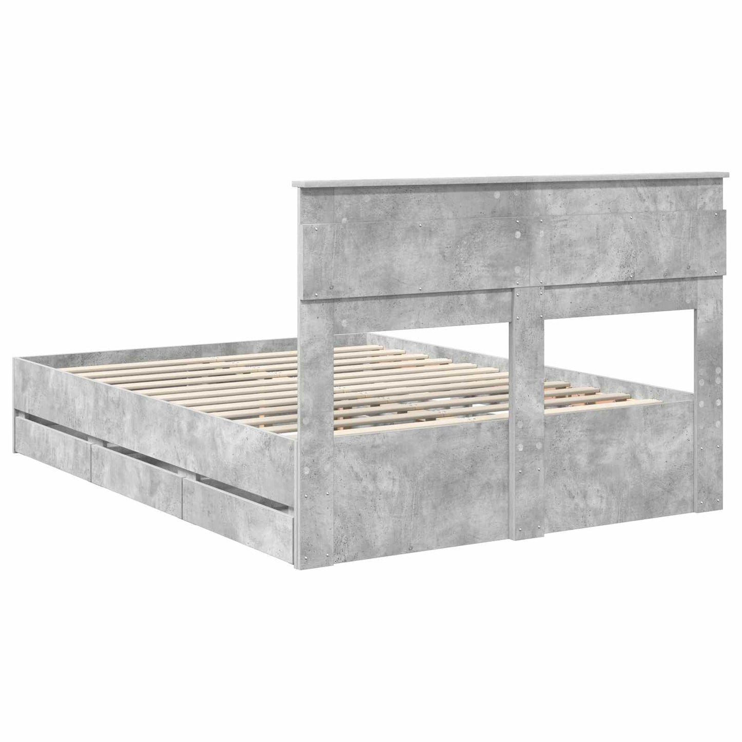 vidaXL Σκελετός Κρεβατιού Σκυρόδεμα Γκρι 150 x 200 cm Μηχανήματος Ξύλο