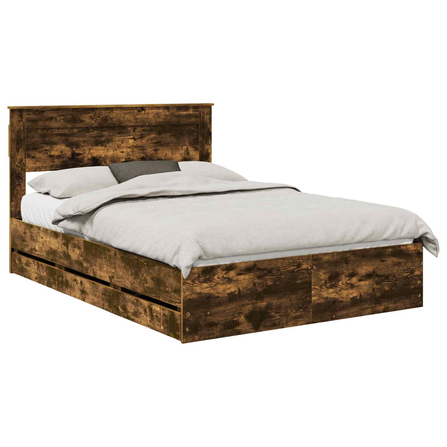 vidaXL Σκελετός Κρεβατιού Καπνιστό Δρύς 150 x 200 cm Μηχανήματος Ξύλο
