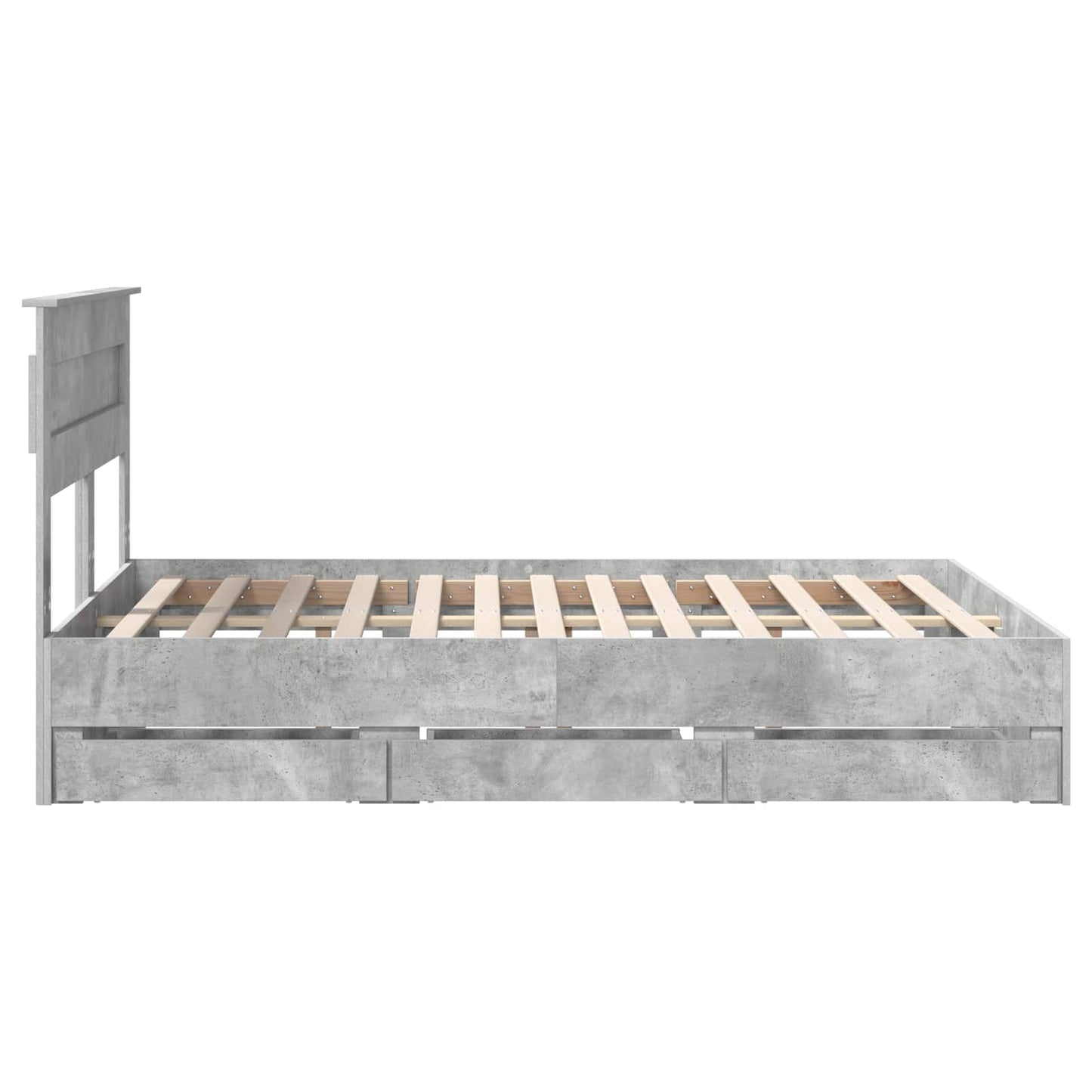 vidaXL Σκελετός Κρεβατιού Σκυρόδεμα Γκρι 140 x 190 cm Μηχανήματος Ξύλο