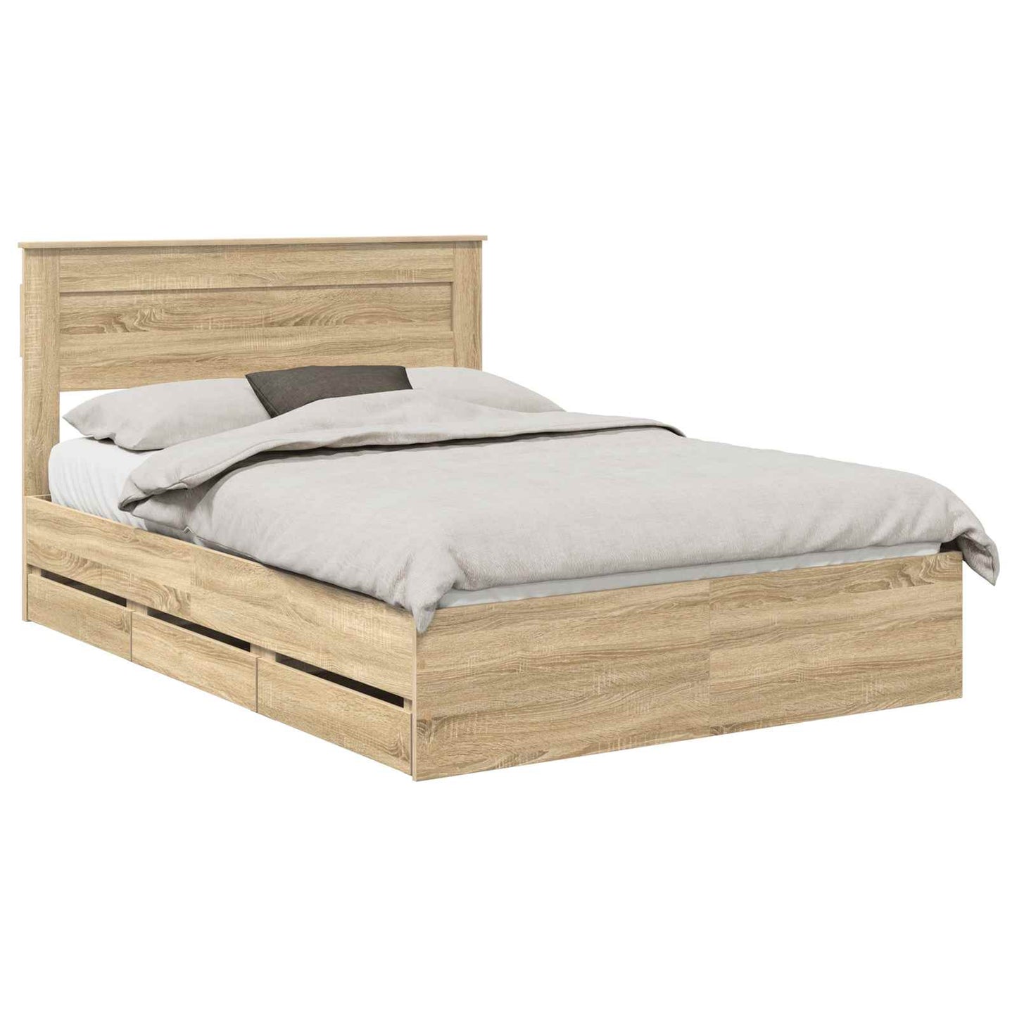 vidaXL Σκελετός Κρεβατιού Δρύς Sonoma 140 x 200 cm Μηχανήματος Ξύλο