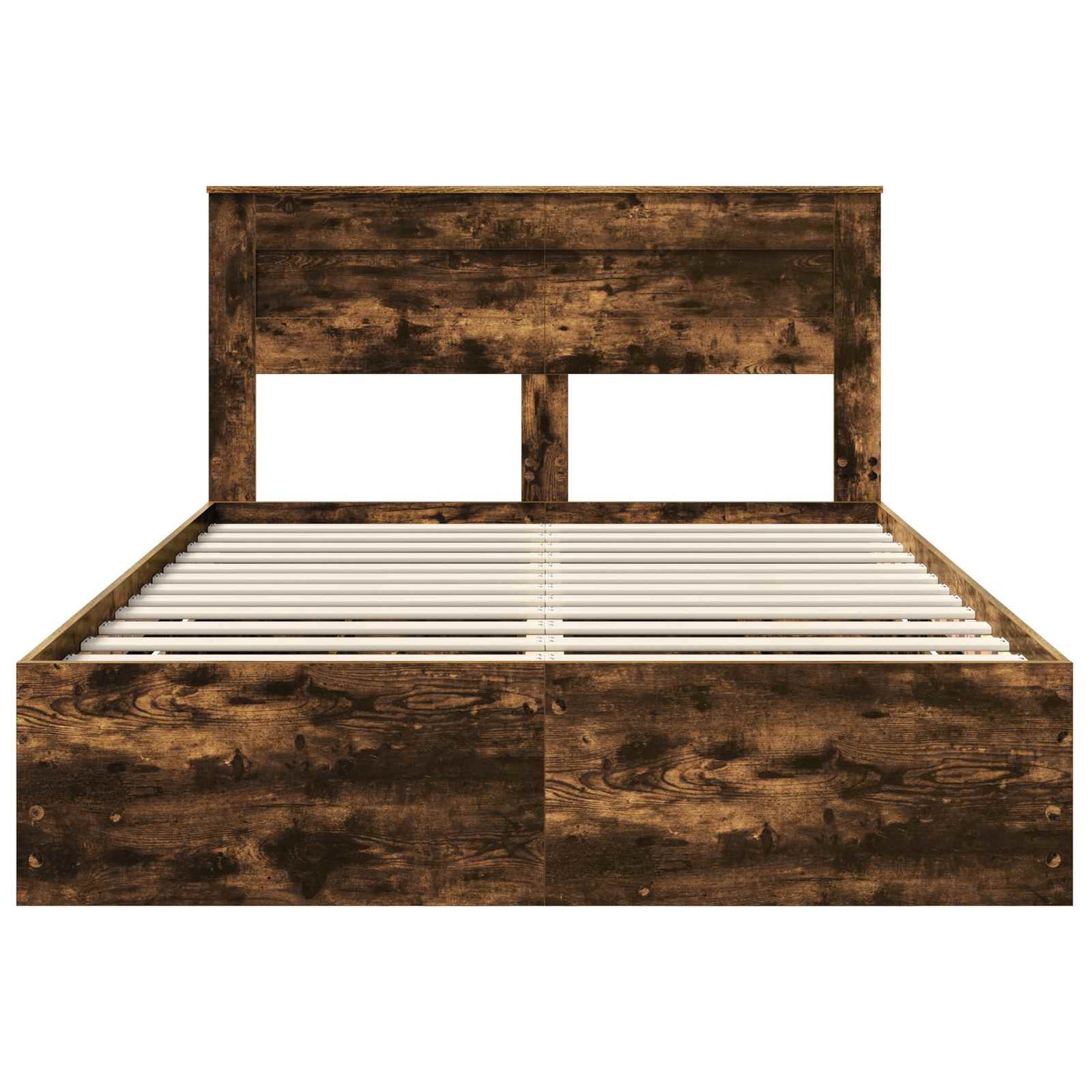 vidaXL Σκελετός Κρεβατιού Καπνιστό Δρύς 140 x 200 cm Μηχανήματος Ξύλο