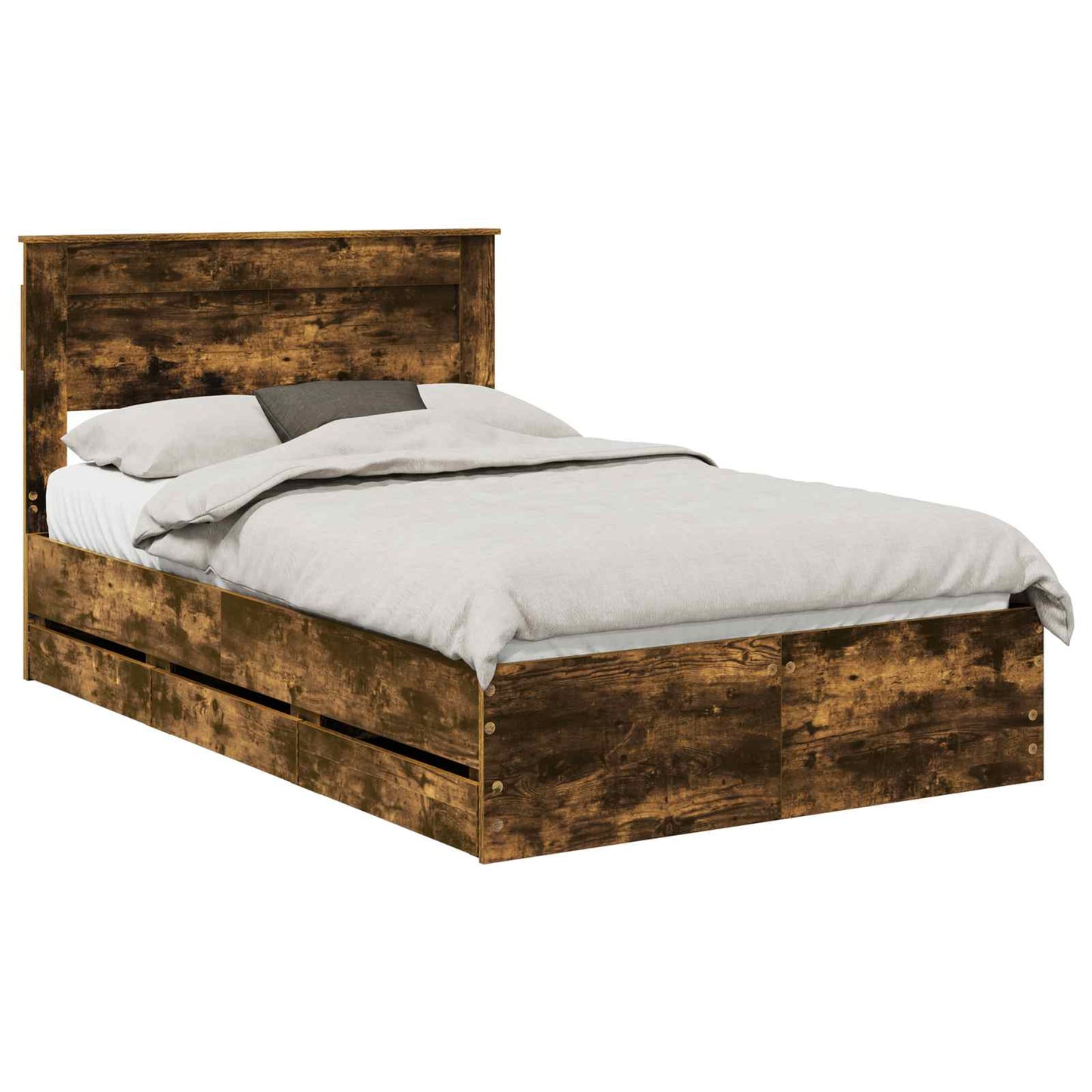vidaXL Σκελετός Κρεβατιού Καπνιστό Δρύς 120 x 190 cm Μηχανήματος Ξύλο
