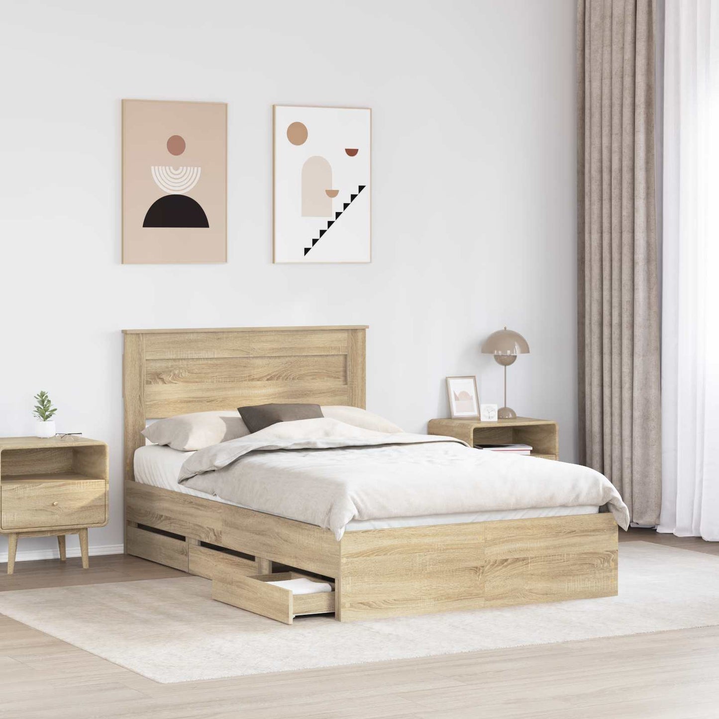 vidaXL Σκελετός Κρεβατιού Δρύς Sonoma 120 x 200 cm Μηχανήματος Ξύλο