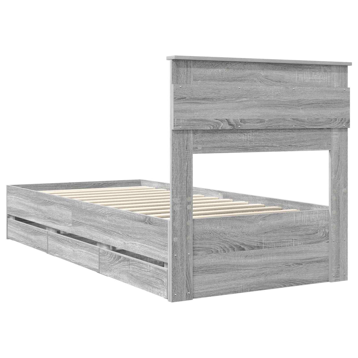 vidaXL Σκελετός Κρεβατιού Γκρίζο Σονομα 90 x 190 cm Μηχανήματος Ξύλο