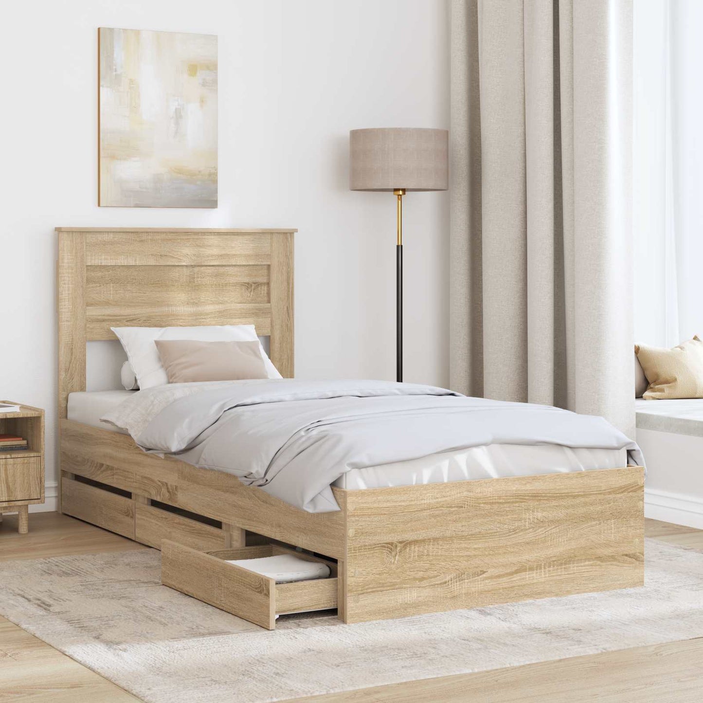 vidaXL Σκελετός Κρεβατιού Δρύς Sonoma 90 x 200 cm Μηχανήματος Ξύλο