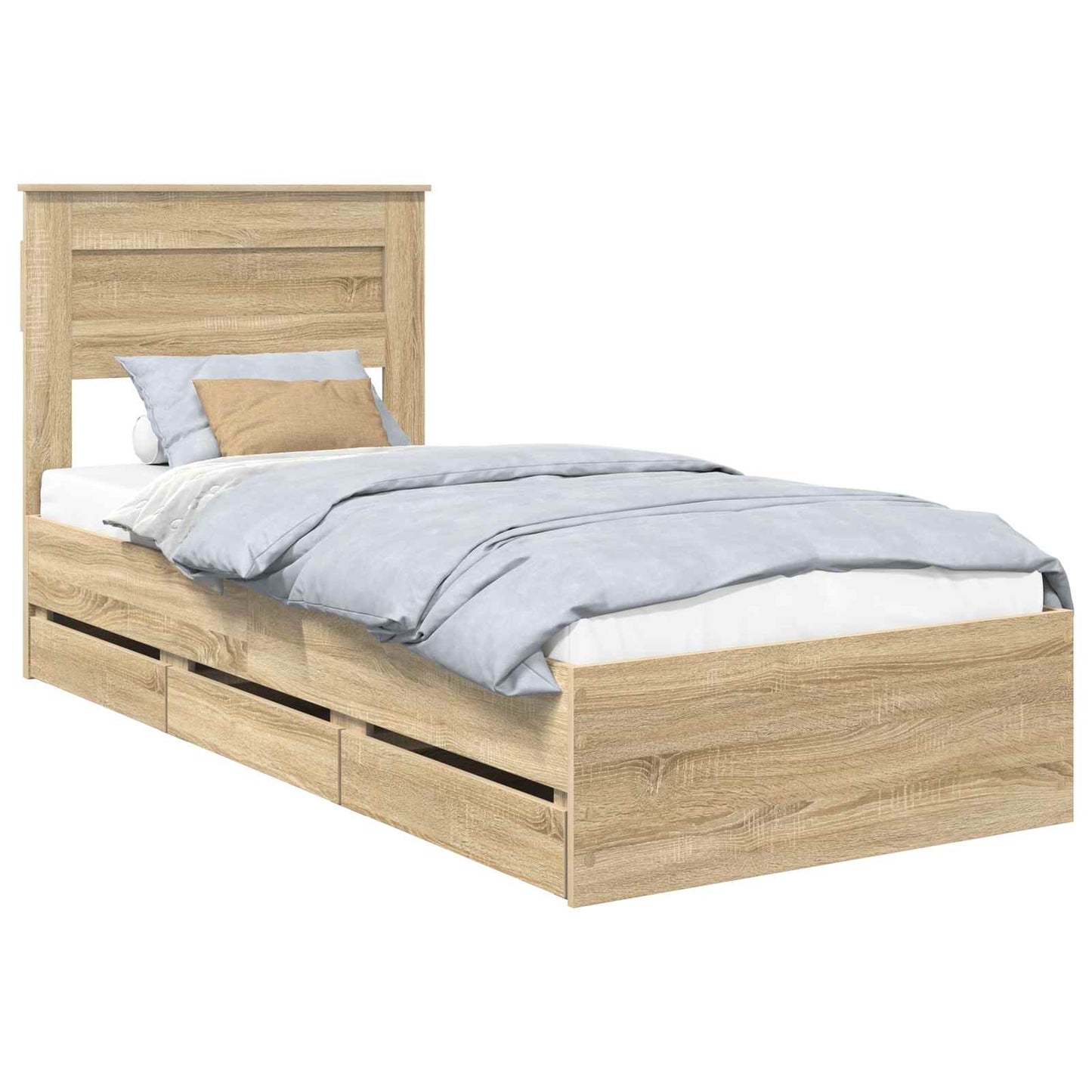 vidaXL Σκελετός Κρεβατιού Δρύς Sonoma 90 x 200 cm Μηχανήματος Ξύλο