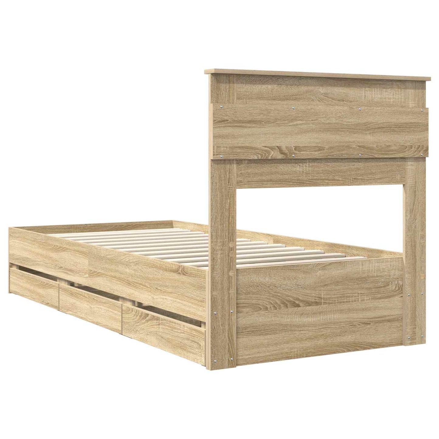 vidaXL Σκελετός Κρεβατιού Δρύς Sonoma 75 x 190 cm Μηχανήματος Ξύλο