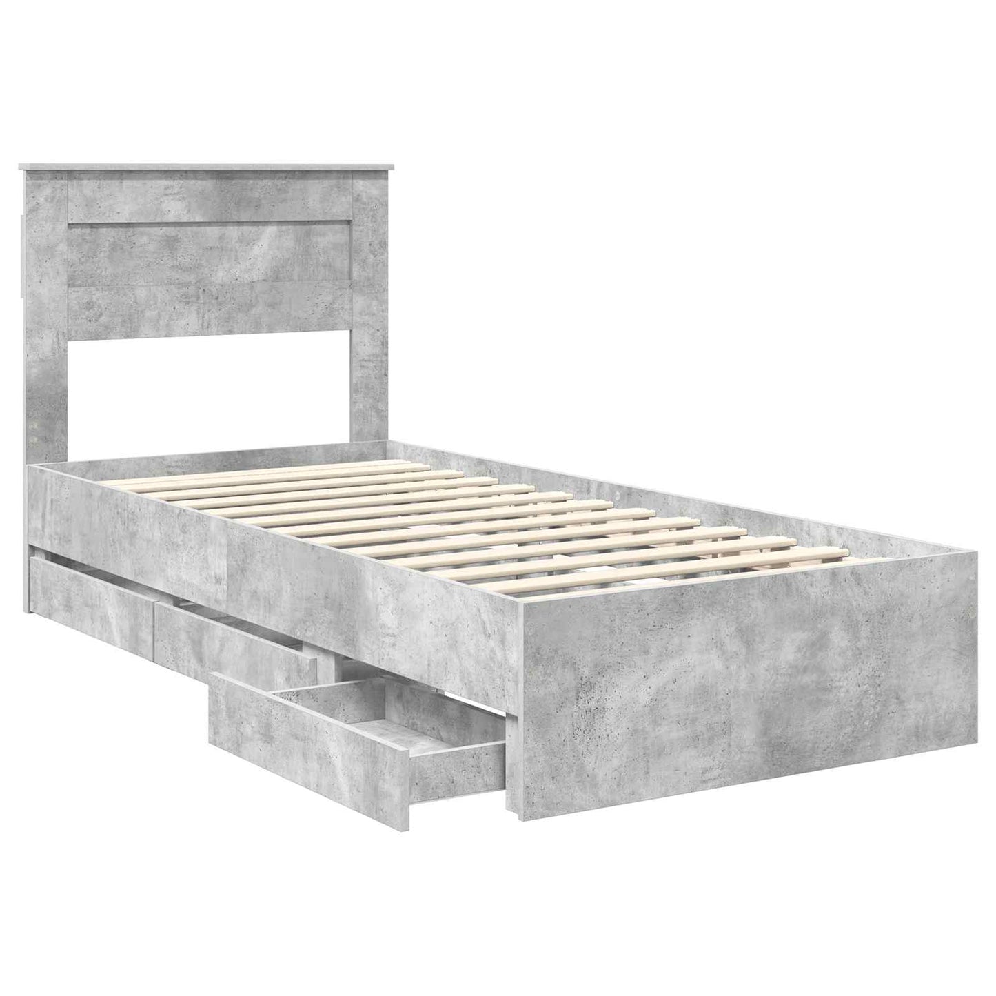 vidaXL Σκελετός Κρεβατιού Σκυρόδεμα Γκρι 75 x 190 cm Μηχανήματος Ξύλο