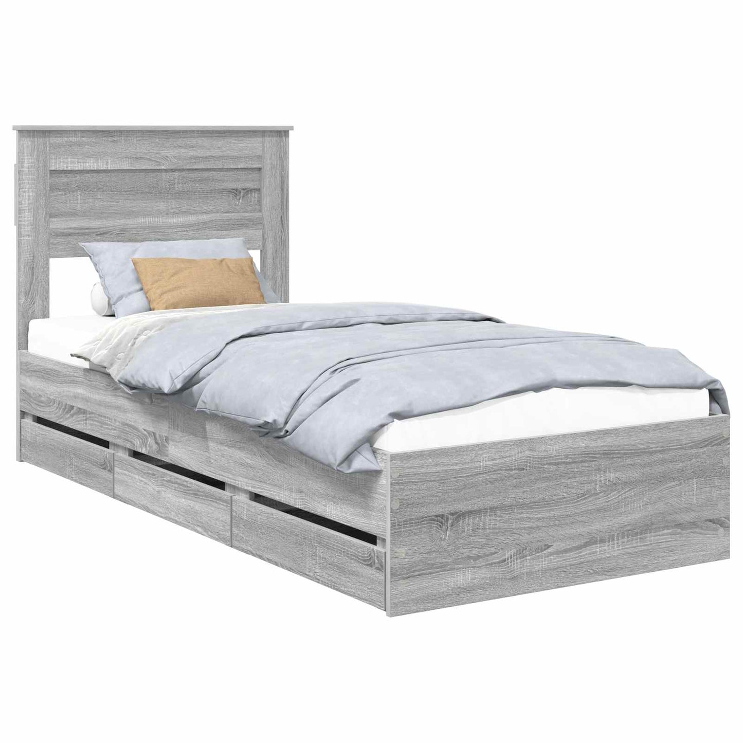 vidaXL Σκελετός Κρεβατιού Γκρίζο Σονομα 75 x 190 cm Μηχανήματος Ξύλο