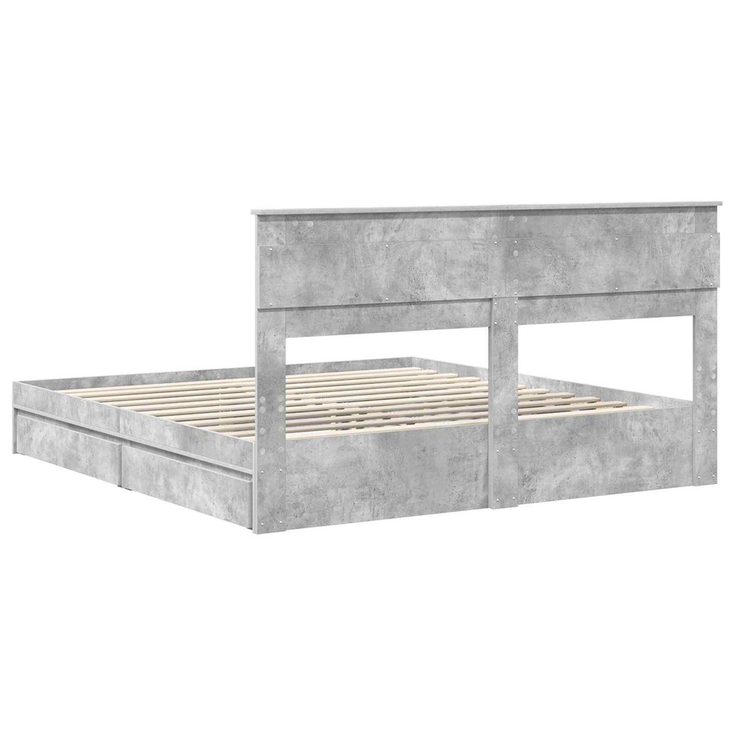 vidaXL Κρεβάτι Αποθήκης Σκυρόδεμα Γκρι 200 x 200 cm Επεξεργασμένο ξύλο