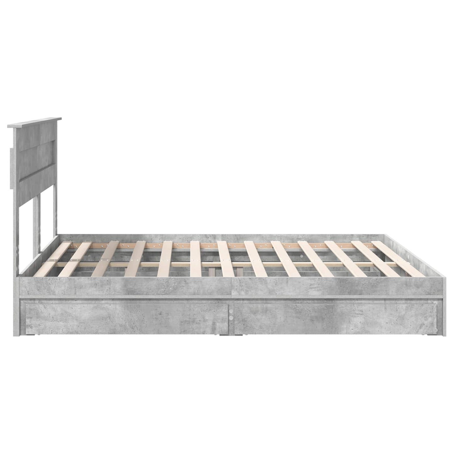 vidaXL Κρεβάτι Αποθήκης Σκυρόδεμα Γκρι 200 x 200 cm Επεξεργασμένο ξύλο