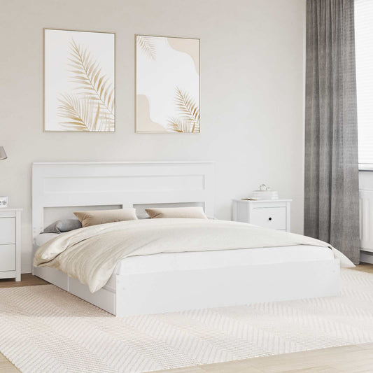 vidaXL Κρεβάτι Αποθήκης Λευκό 180 x 200 cm Επεξεργασμένο ξύλο