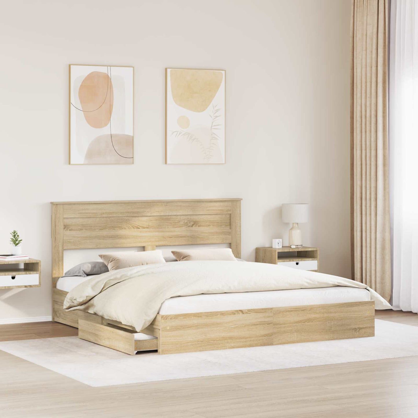 vidaXL Κρεβάτι Αποθήκης Δρύς Sonoma 180 x 200 cm Επεξεργασμένο ξύλο