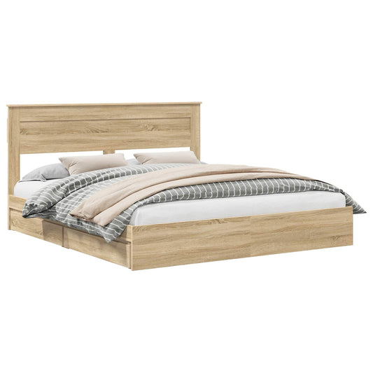 vidaXL Κρεβάτι Αποθήκης Δρύς Sonoma 180 x 200 cm Επεξεργασμένο ξύλο