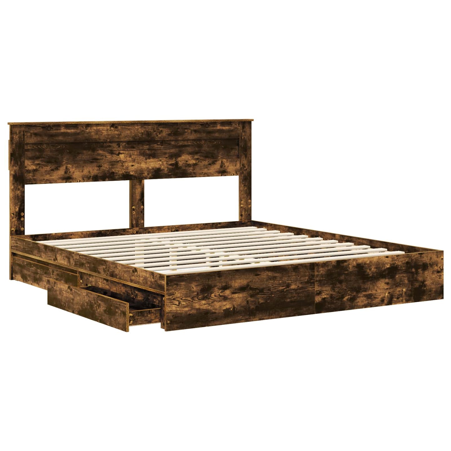 vidaXL Κρεβάτι Αποθήκης Καπνιστό Δρύς 180 x 200 cm Επεξεργασμένο ξύλο