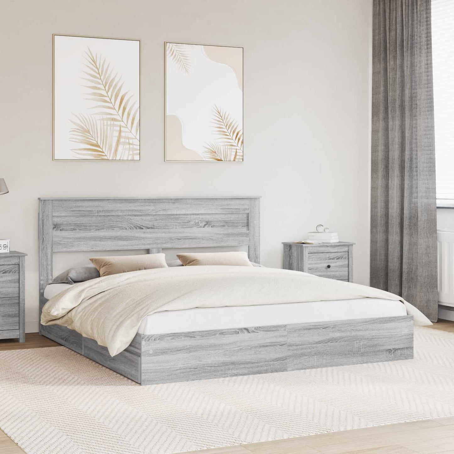 vidaXL Κρεβάτι Αποθήκης Γκρίζο Σονομα 180 x 200 cm Επεξεργασμένο ξύλο