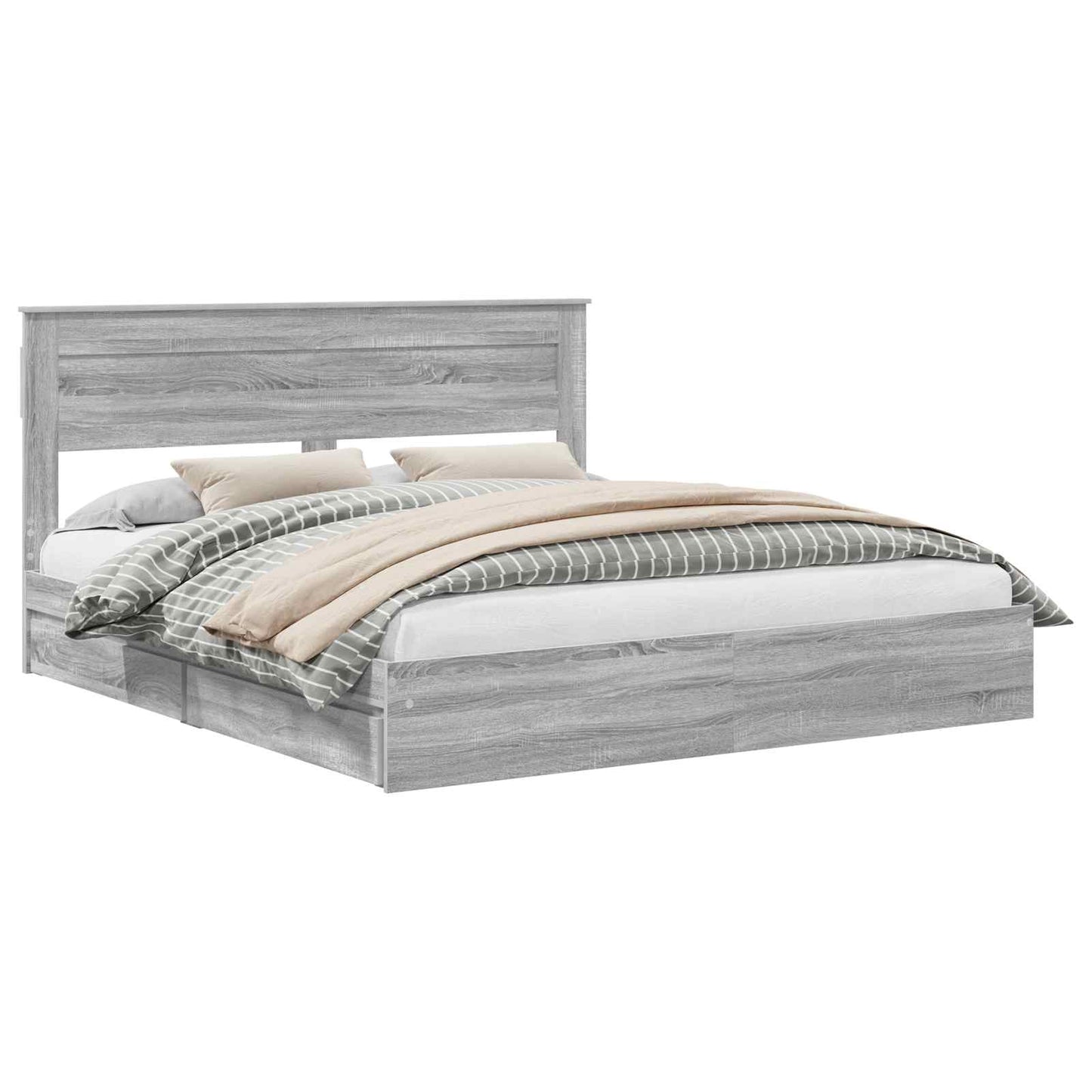 vidaXL Κρεβάτι Αποθήκης Γκρίζο Σονομα 180 x 200 cm Επεξεργασμένο ξύλο