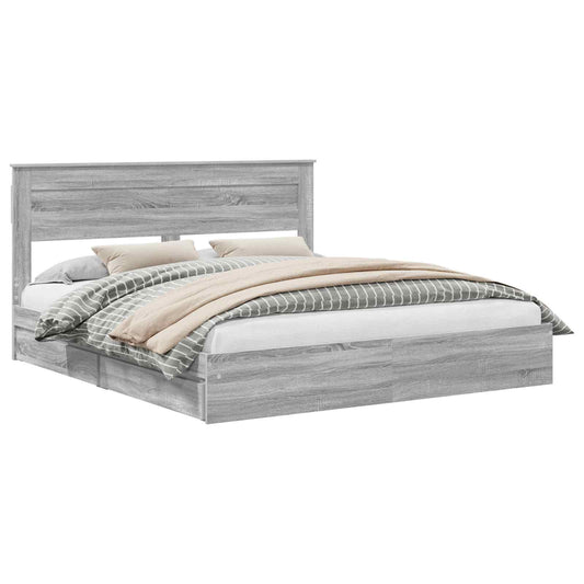 vidaXL Κρεβάτι Αποθήκης Γκρίζο Σονομα 180 x 200 cm Επεξεργασμένο ξύλο